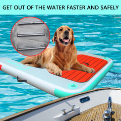 awsumtaro inflatable dock lake-use shows versatile water access for dogs near the shore