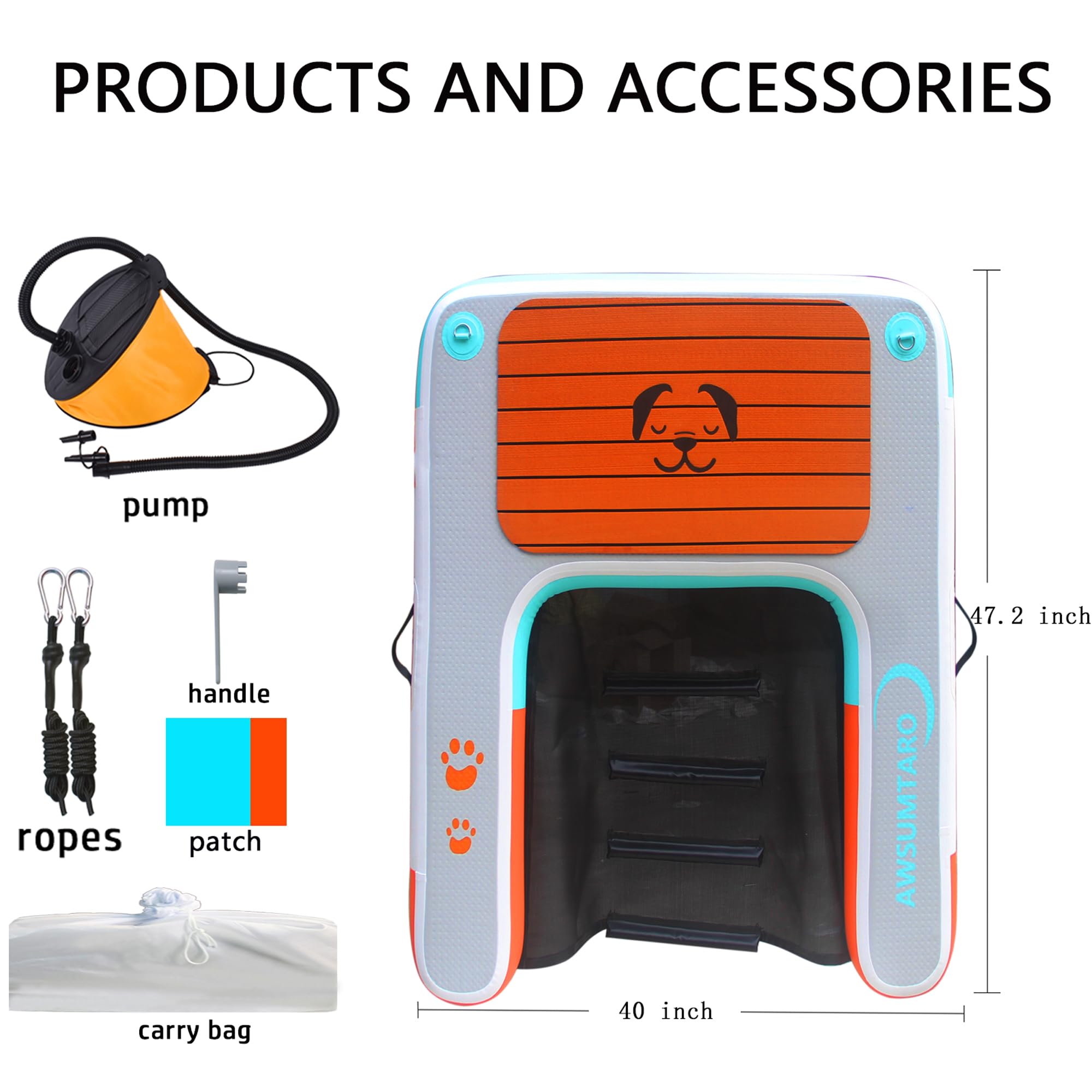 awsumtaro inflatable dock pet-water-ladder captures safe entry to water-loving dogs