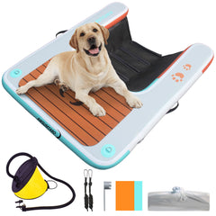 awsumtaro inflatable dock pool-entry demonstrates safe dog access for pool play and bonding