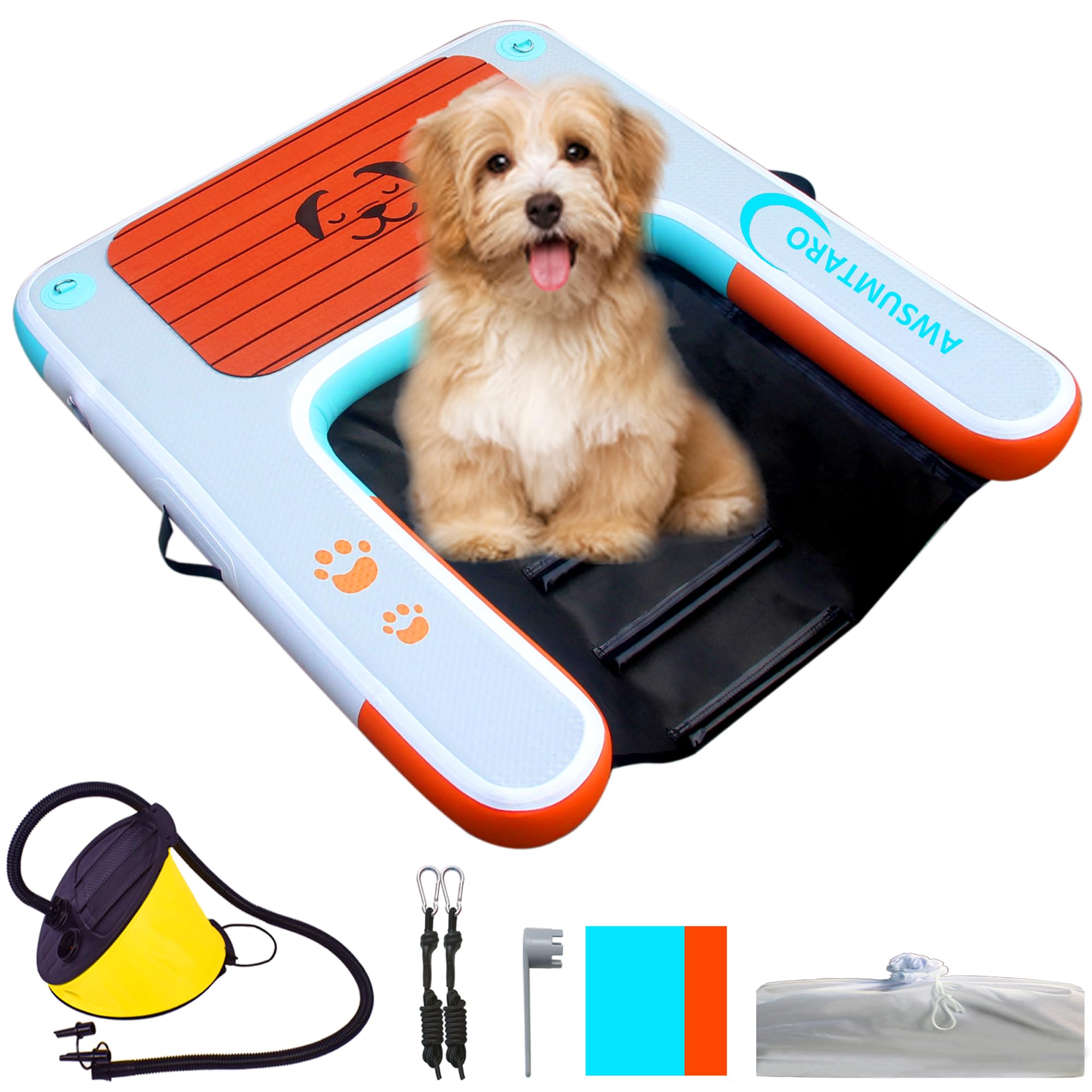 awsumtaro inflatable-dock-pump-inflate demonstrates easy setup with a foot pump for travel