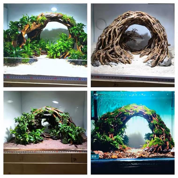 AWXZOM driftwood centerpiece aquarium-landscape demonstrates tranquil, natural underwater habitat.