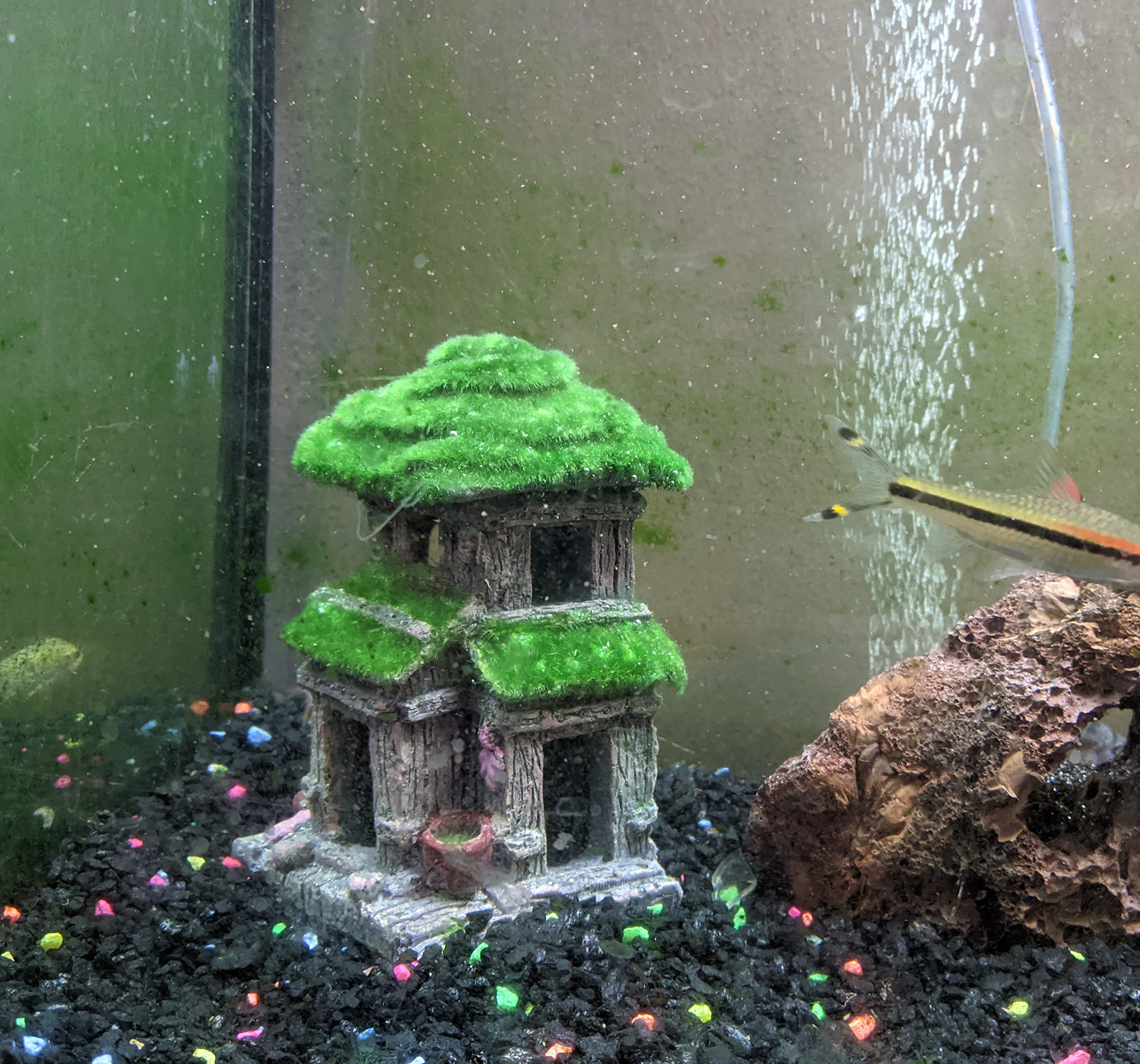 AWXZOM Fish House size 4x6.5x3.35 illustrates compact decor for small to medium tanks.