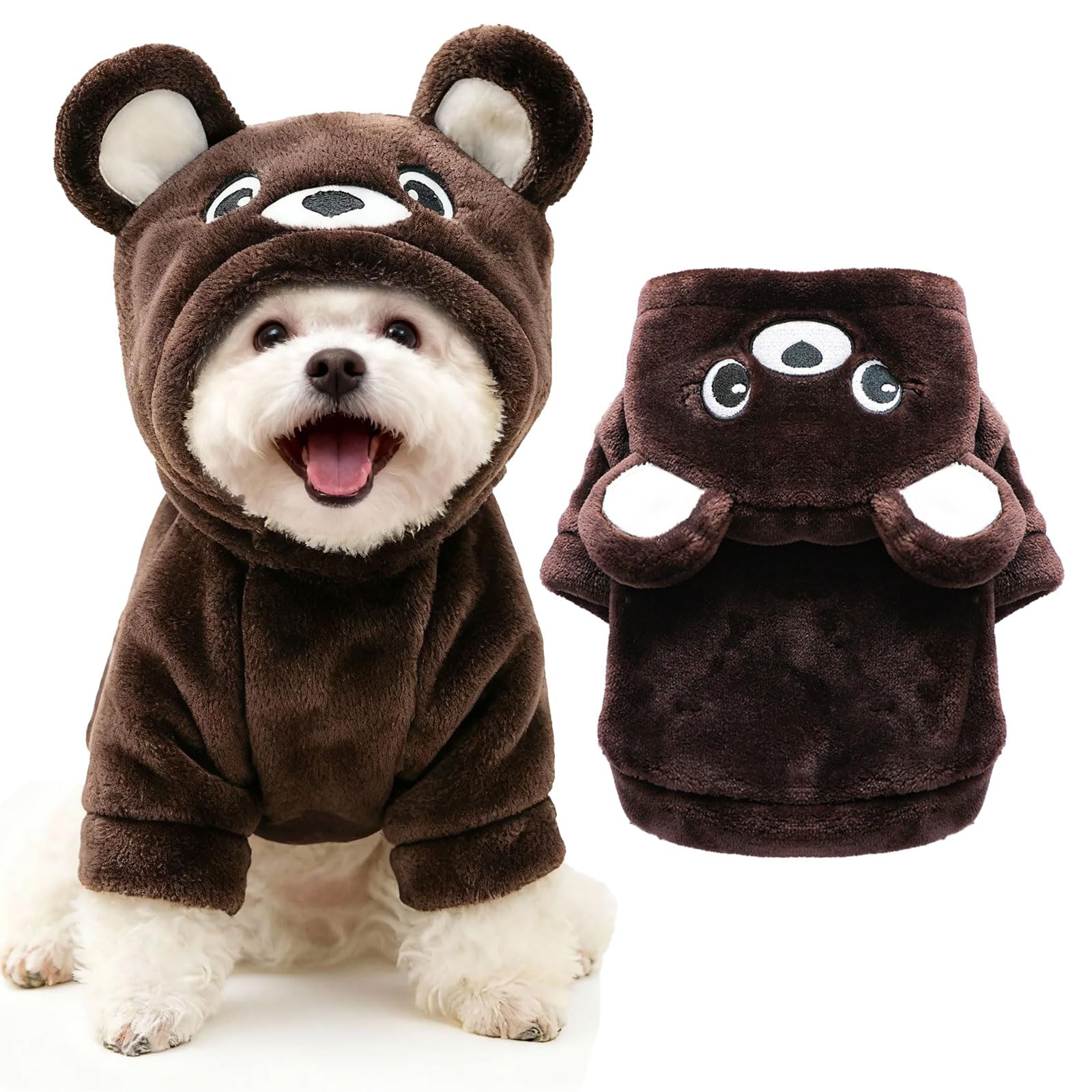 AXIIJGL dog hoodie bear ears front view cozy fleece warmth for walks