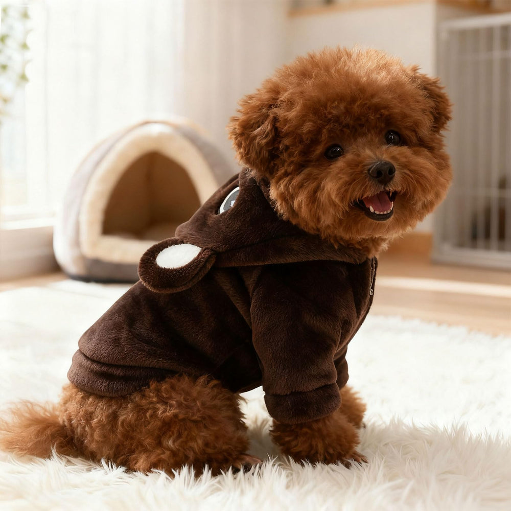 AXIIJGL dog hoodie bear ears side view secure fit during outings
