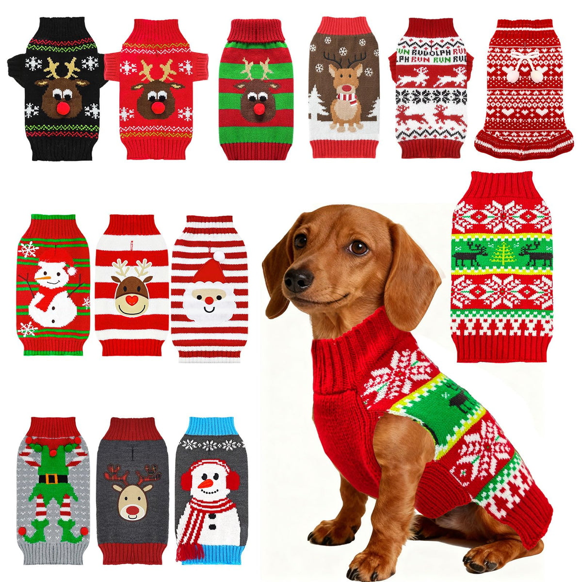 AXIIJGL dog christmas sweater Snowman headset closeup showing festive warmth