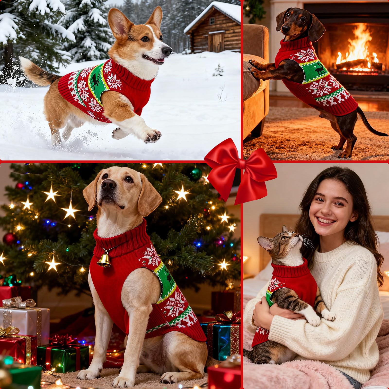 AXIIJGL dog sweater Little Moose pattern knit texture and softness