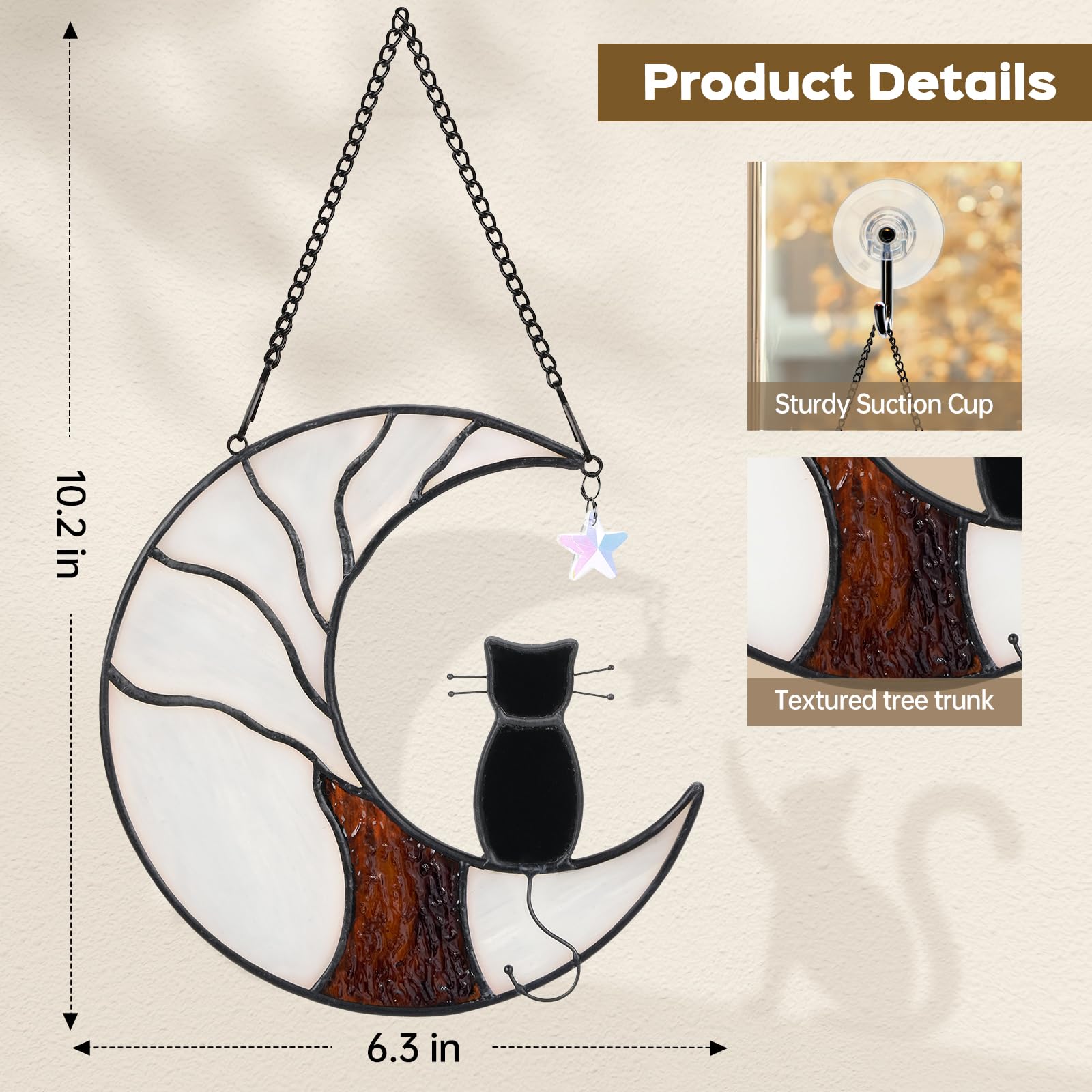 Ayadon moon and life tree motif suncatcher symbolizing eternal love