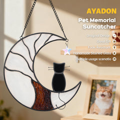 Ayadon cat memorial suncatcher window display emphasizing hanging art