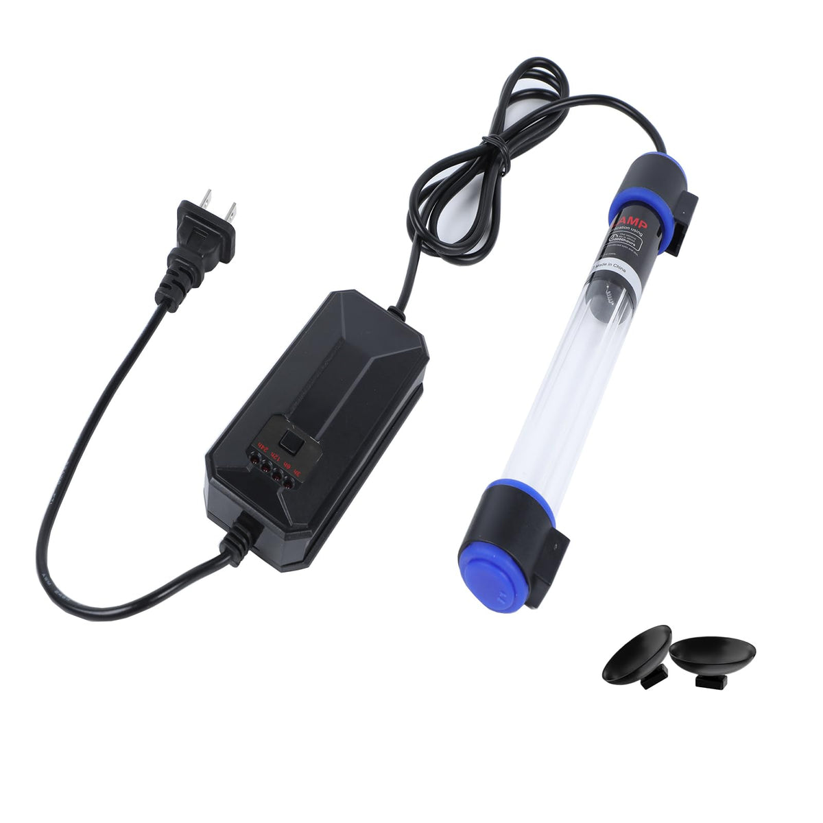 Ayamaxon UV-C aquarium clean light front view shows compact 9W timer for improved water clarity.