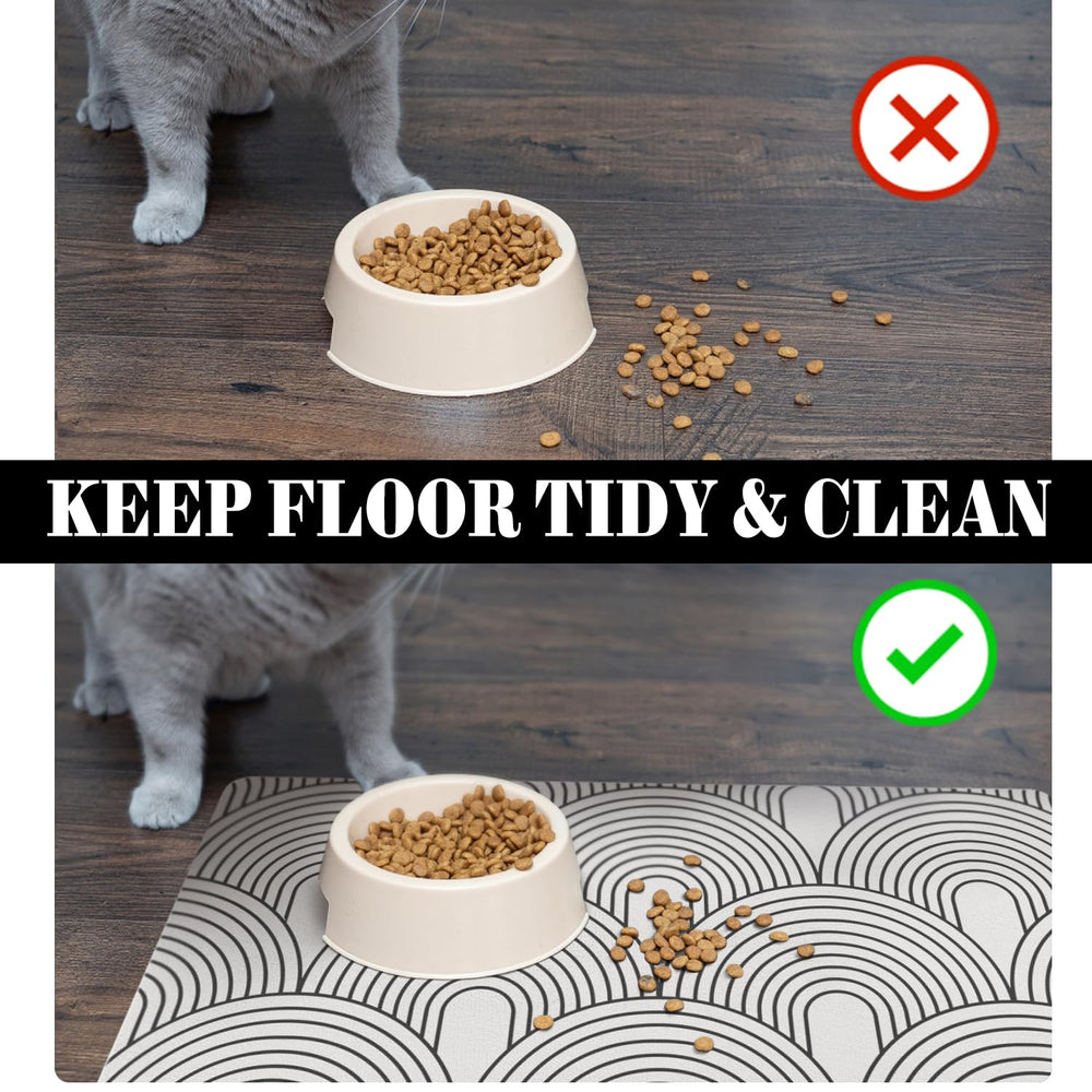 Ayiashiab dog placemat provides an easy-clean surface after meals.