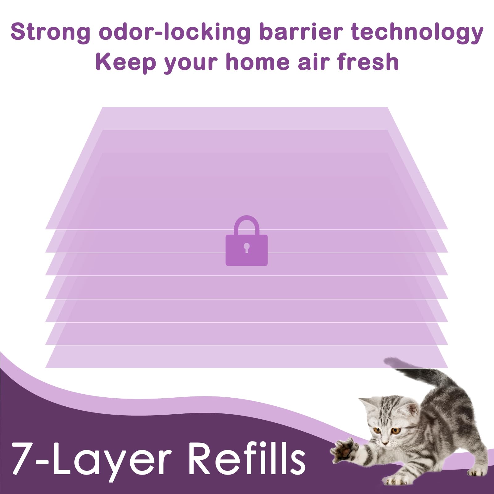 AYKEME 8-day capacity bag demonstrates long-lasting litter refills for one cat.