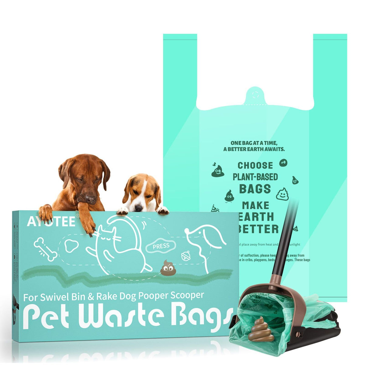 AYOTEE EZ Tie handles on dog poop bags enable quick, mess-free bagging.