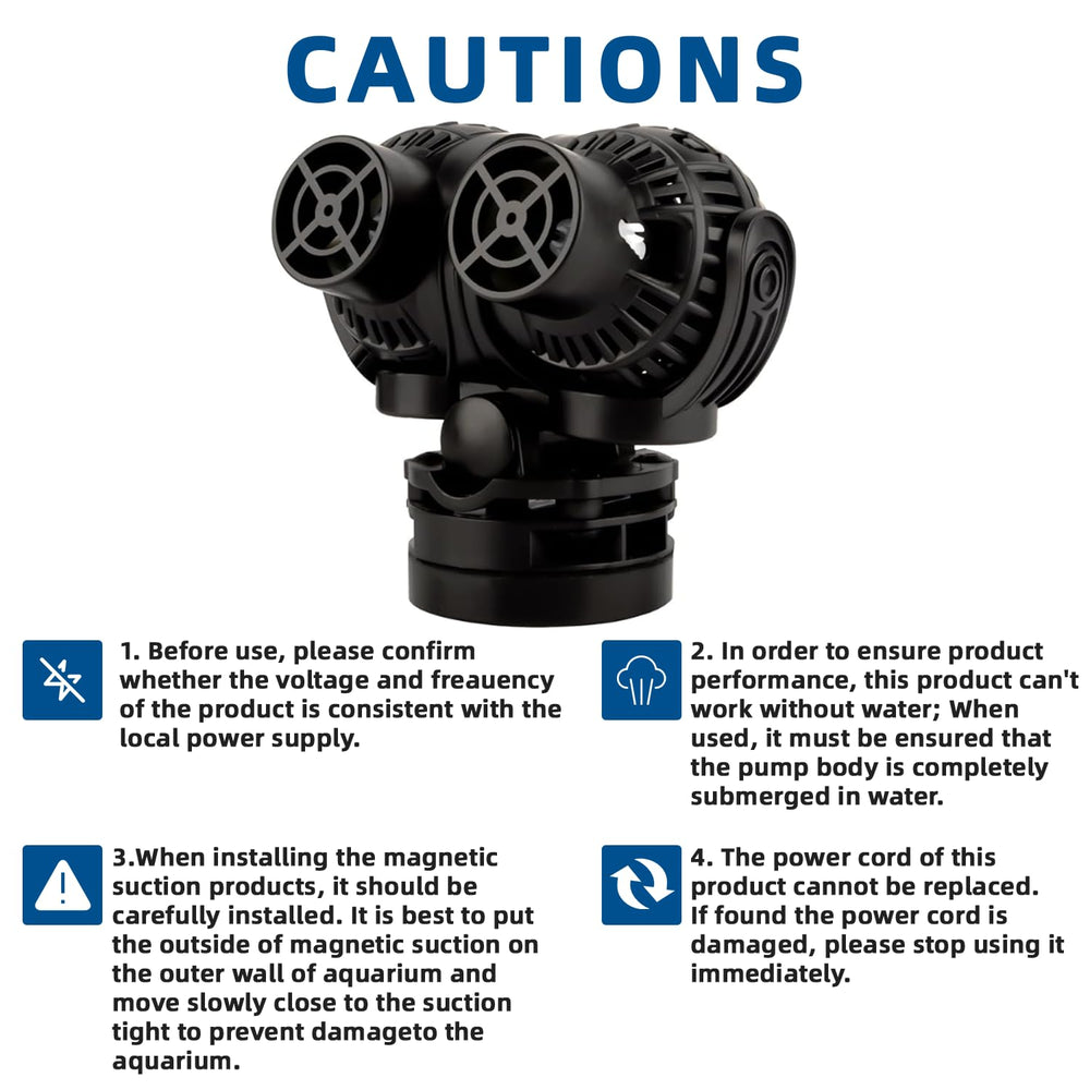 Aysoner Wave Maker Pump epoxy-sealed motor demonstrates safety against leaks and shocks.