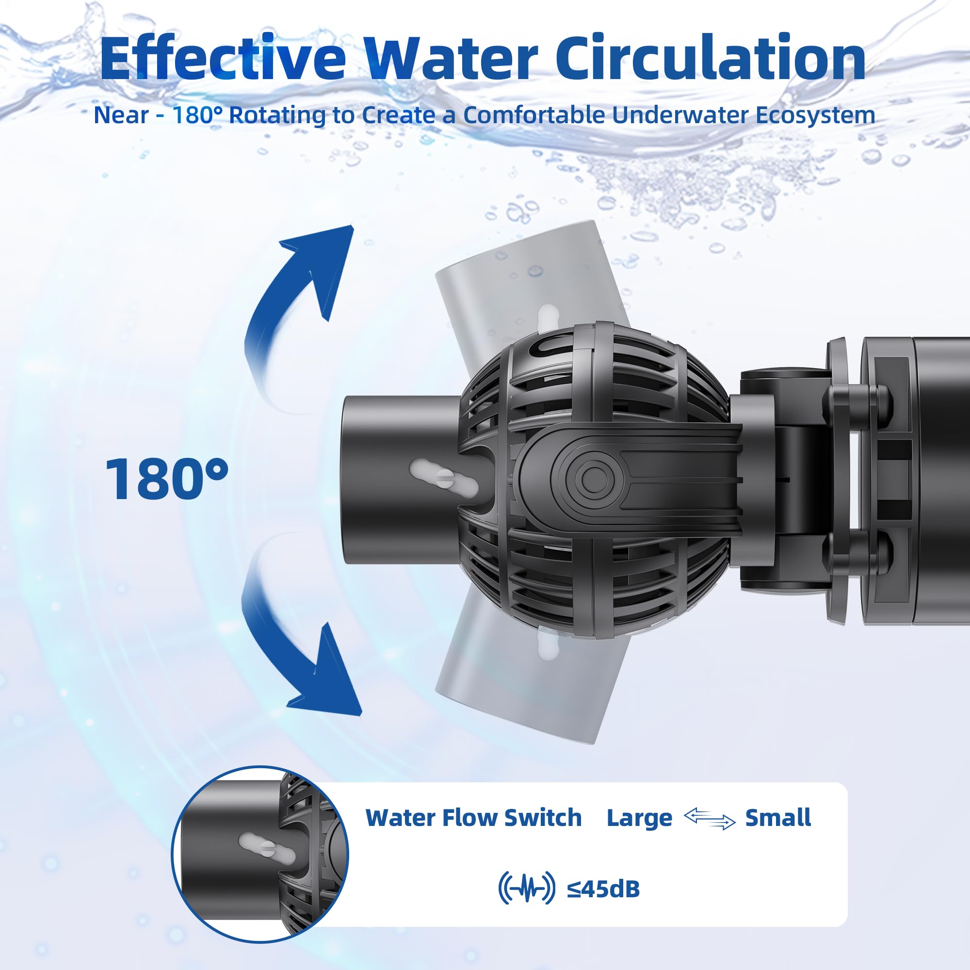 Aysoner Wave Maker Pump mesh cover protects fish from suction.