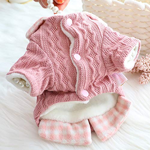 AZA Dog Princess Sweater blue-plaid texture with soft knit ensures comfortable outdoor strolls.
