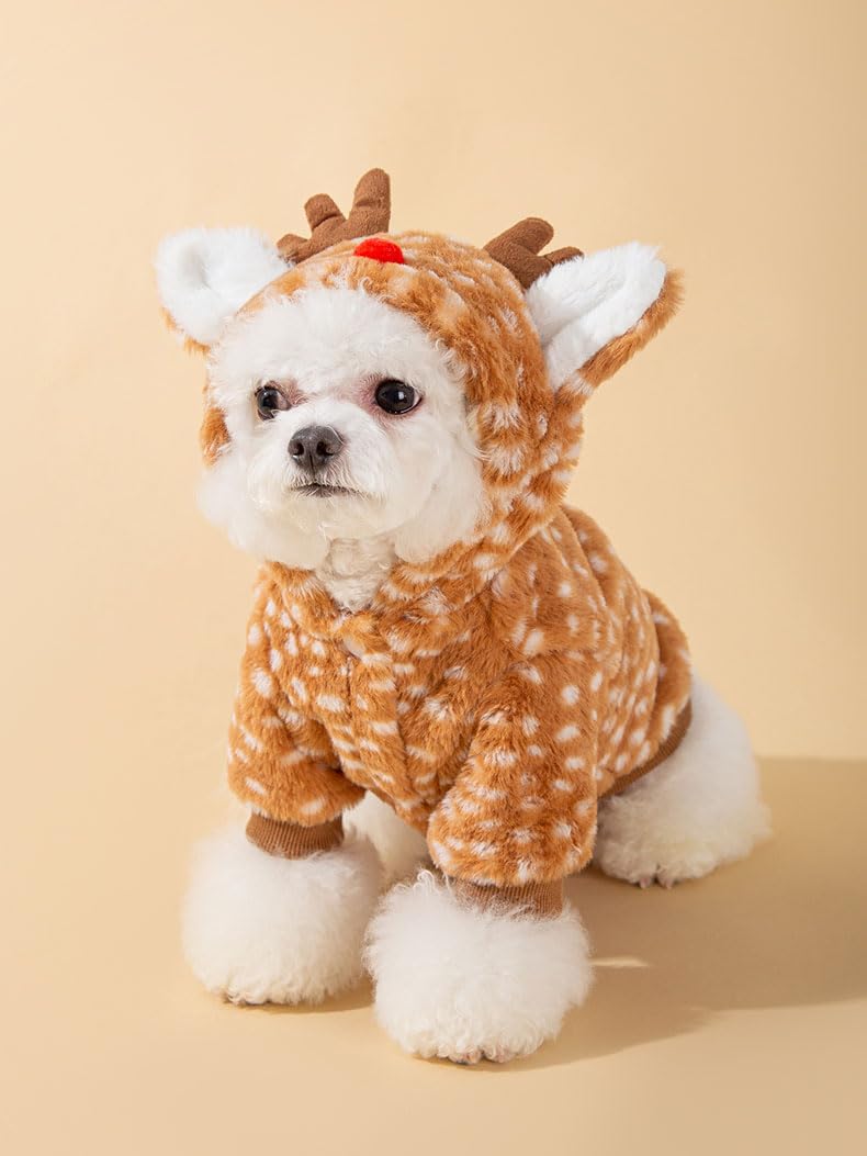 AZA Puppy Girl Cute Coat, festive moose style for holiday photos and cozy wear