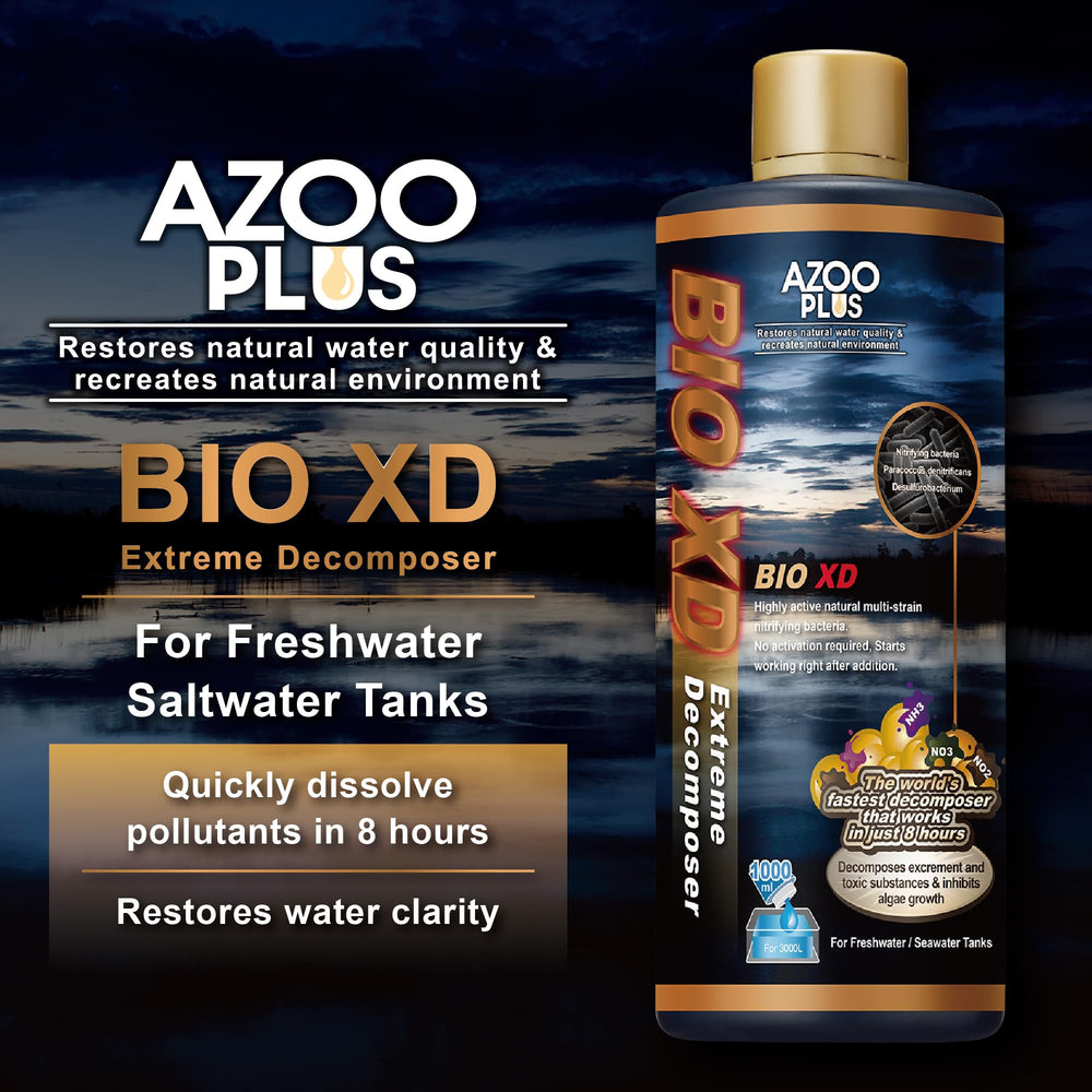 Azoo Bio XD bacteria pour illustrates immediate nitrification start.