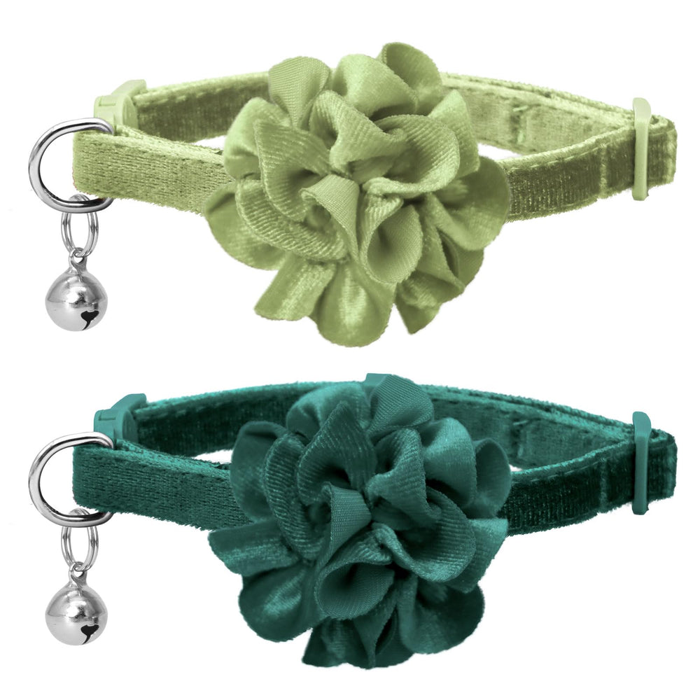 Azuza two-pack floral bowtie collars in green for daily wear and style.