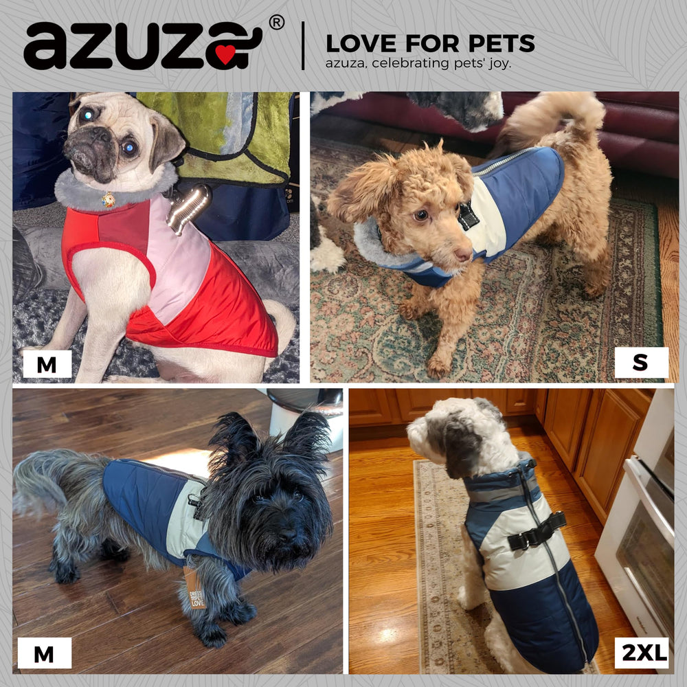 Azuza dog coat warm-fleece-lining: plush warmth for cold days.