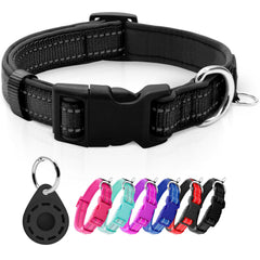 Azuza Reflective Dog Collar with Airtag Holder offers nighttime visibility and added tracking.