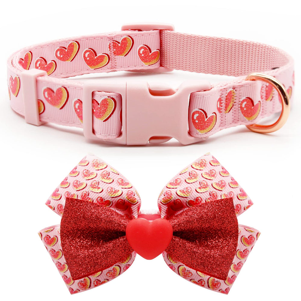 Azuza Valentines collar with removable bowtie for everyday stylish outings.