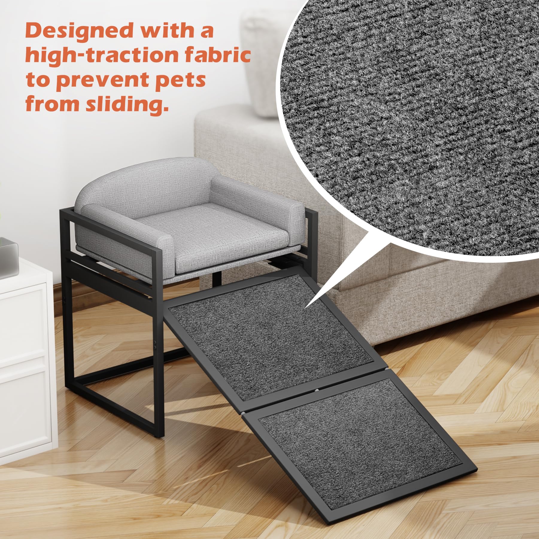 AZV non-slip dog stairs removable-cushion features washable cushion cover for easy cleaning