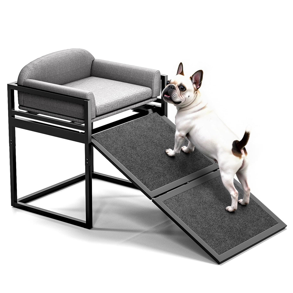 AZV non-slip dog stairs steel-frame provide sturdy bed access for small dogs