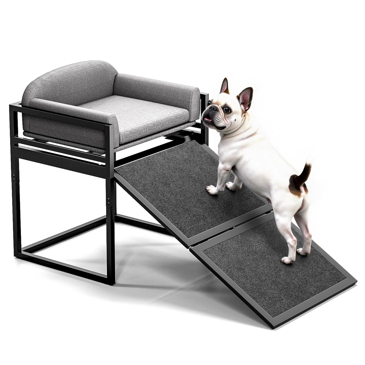 AZV non-slip dog stairs steel-frame provide sturdy bed access for small dogs