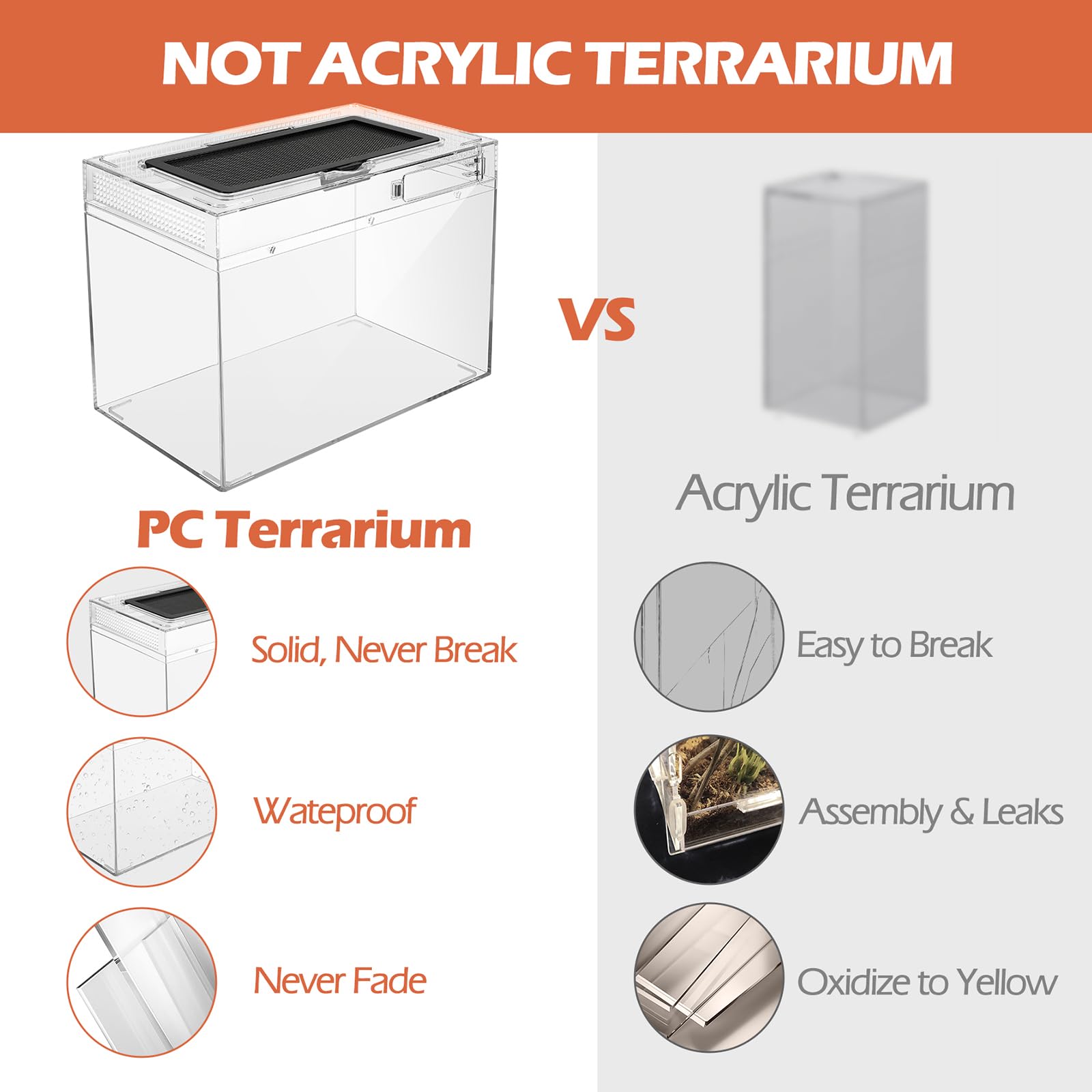AZV reptile terrarium starter kit durable tempered PC construction.
