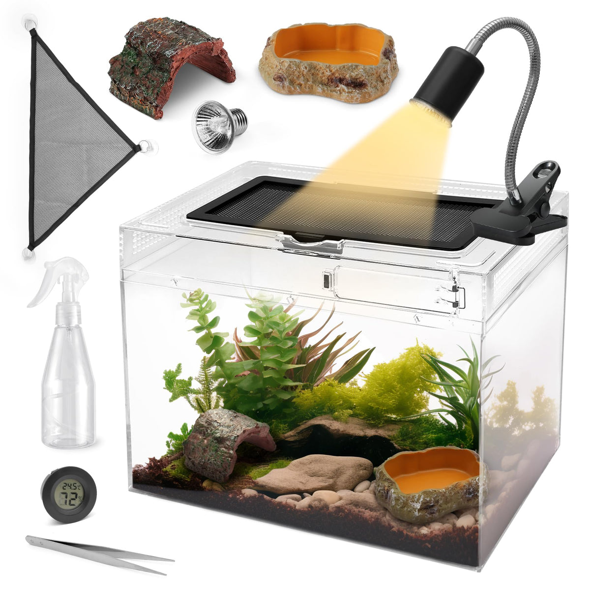 AZV reptile terrarium starter kit exterior view, compact desktop habitat for small reptiles.