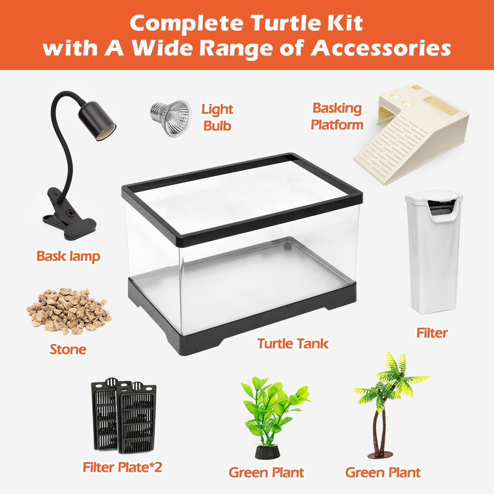 AZV Small Turtle Tank Kit decorative plants display adds natural ambience to the habitat.