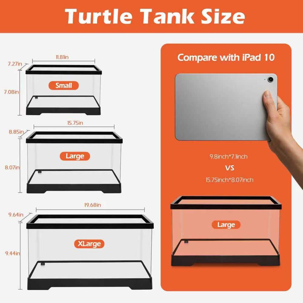 AZV Small Turtle Tank Kit filter closeup highlights silent 3W filtration keeping water clear.