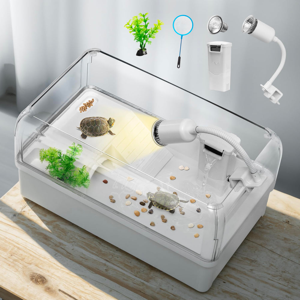 AZV Turtle Tank Starter Habitat Kit 360° view for unobstructed pet observation.