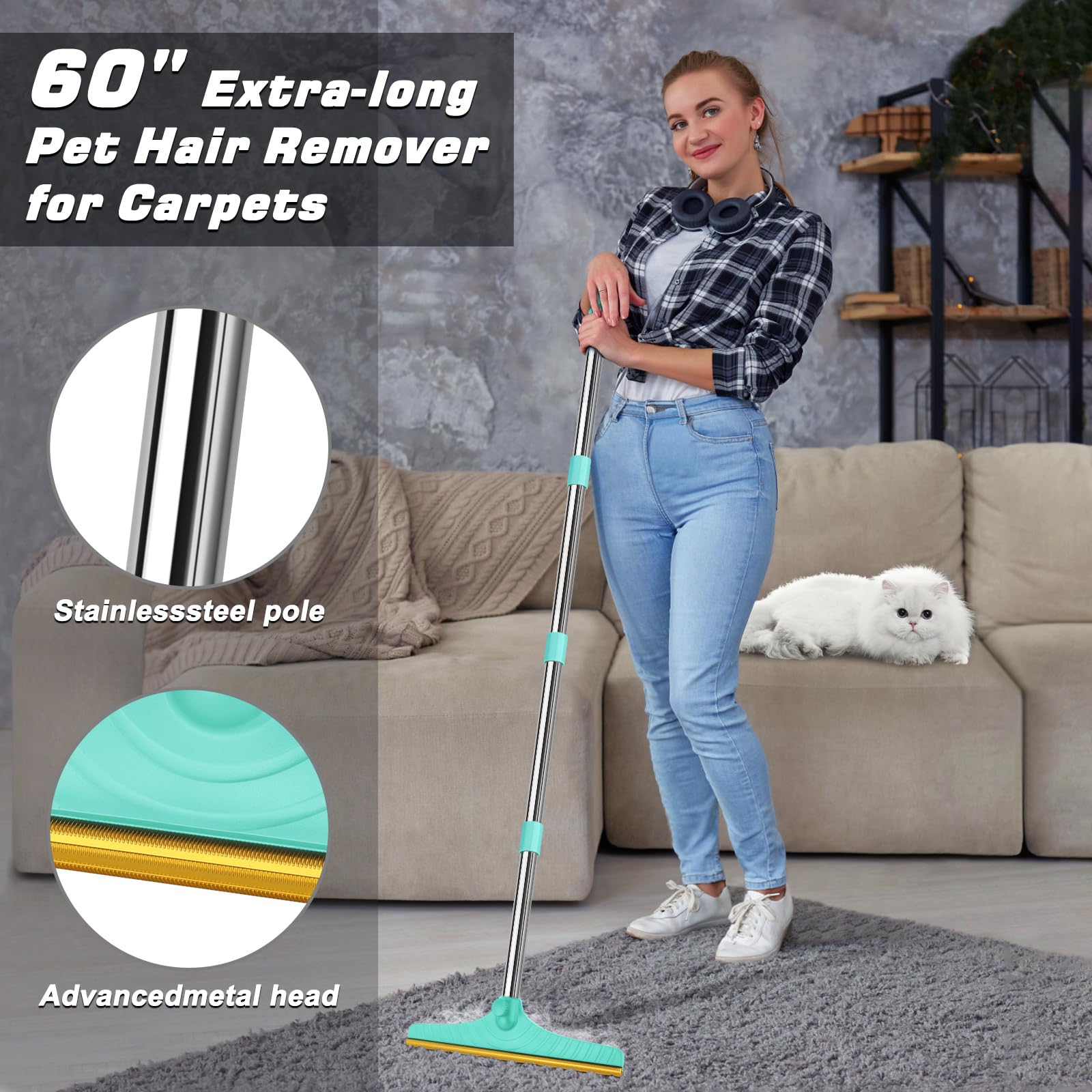 B-Land 60in Adjustable Handle extends reach for deep cleaning without kneeling.