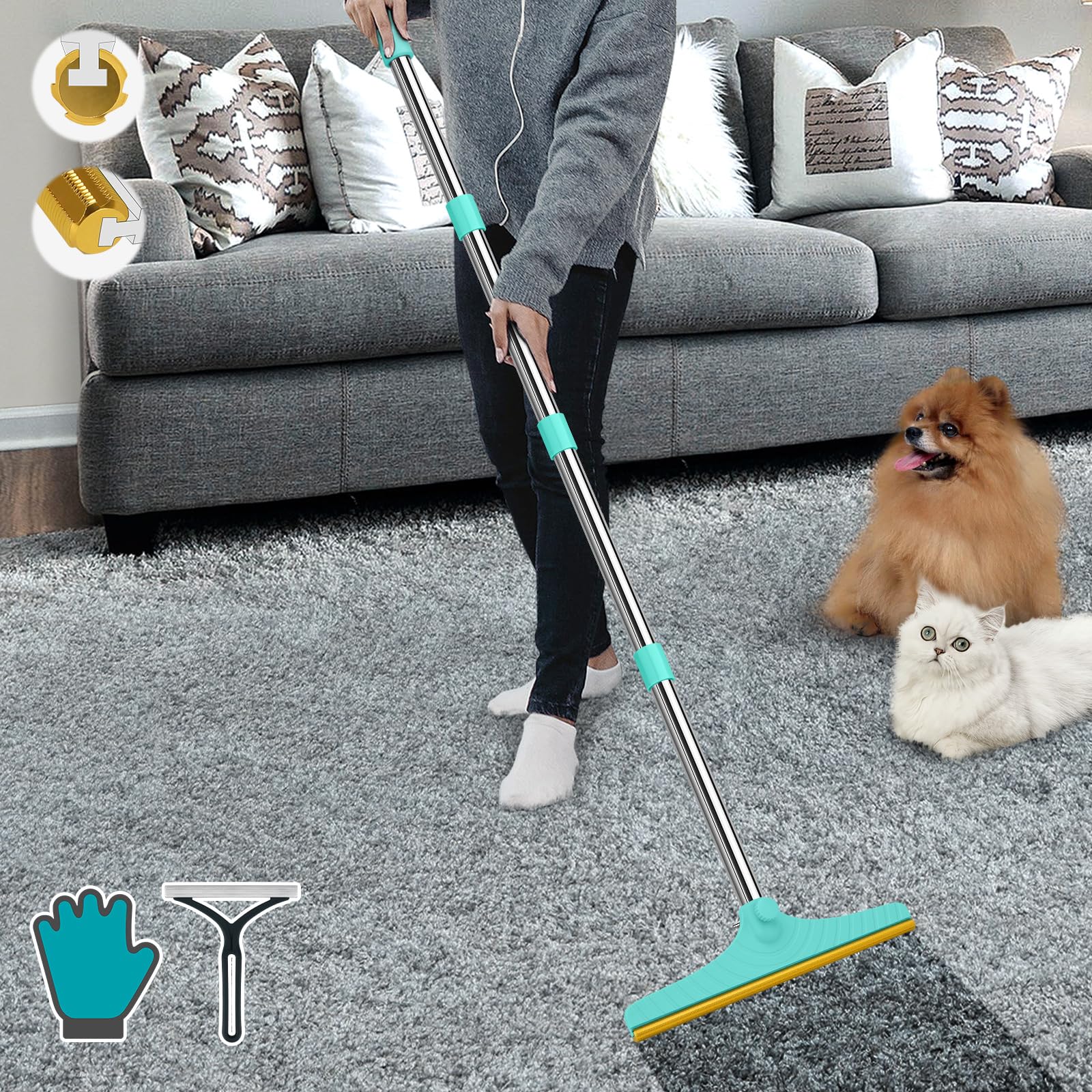 B-Land Carpet Rake Hair Removal lifts embedded fur from rugs for a cleaner look.