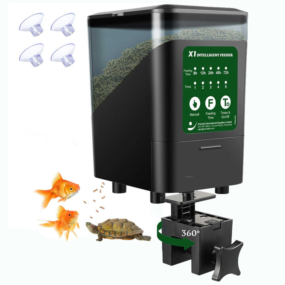B Rush large automatic fish feeder front view highlights reliable feeding with a moisture-aware design