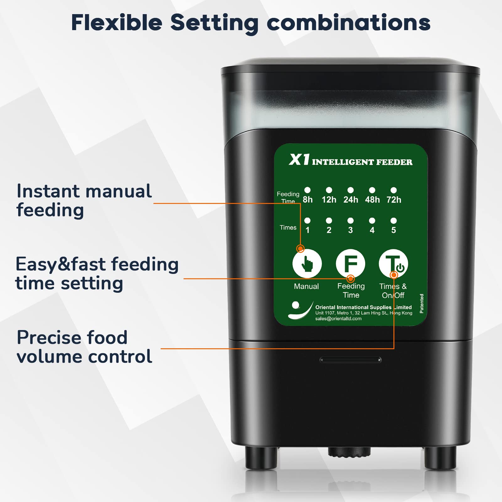 B Rush feeder top view emphasizes compact controls ideal for simple daily use