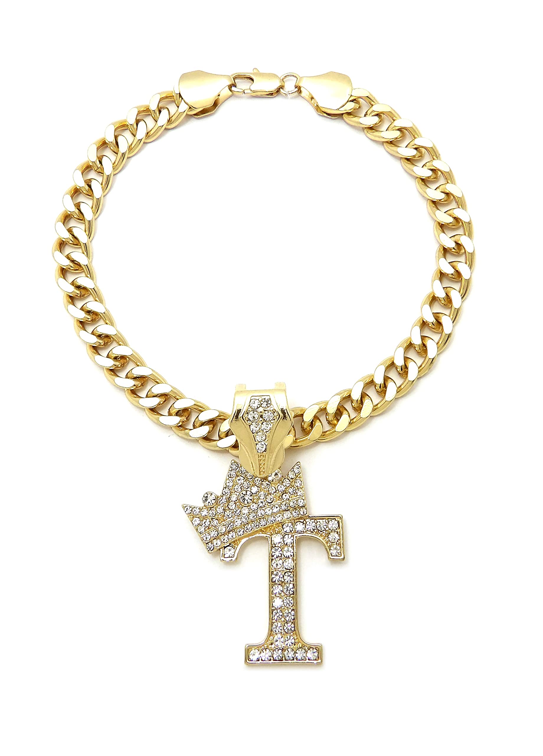 BA UNIQUE FASHION initial-letter Cuban chain pendant front view with personalized pet style