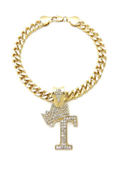 BA UNIQUE FASHION initial-letter Cuban chain pendant front view with personalized pet style