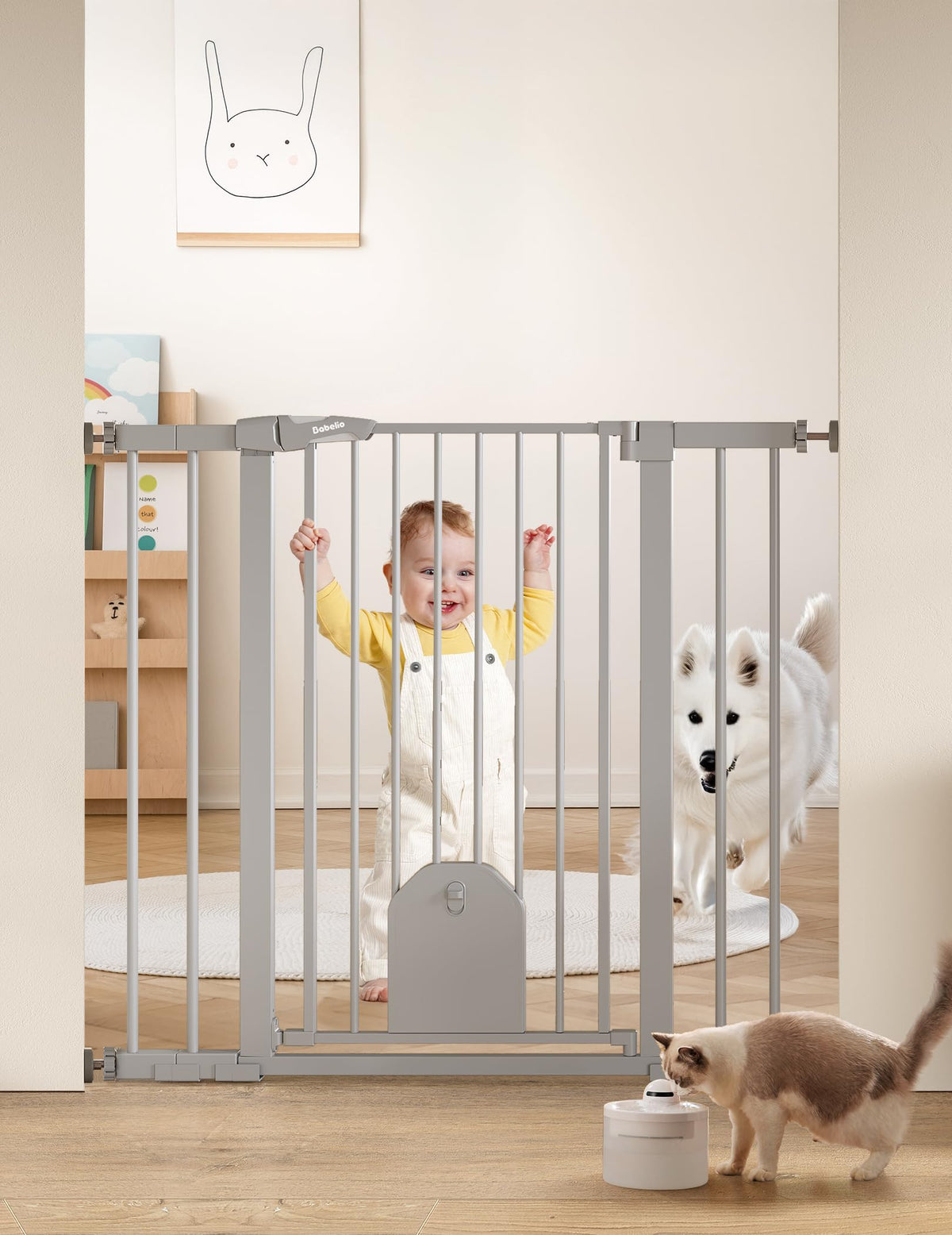 BABELIO 36-inch tall auto-close gate front view for safe doorway use