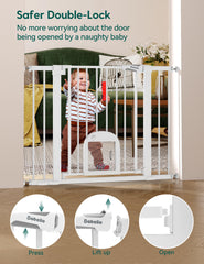 BABELIO gate fully extended — adjustable width demonstrates versatile hallway fit