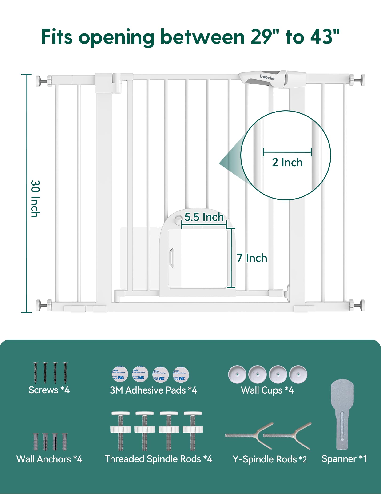 BABELIO baby gate one-hand operation supports easy pass-through.