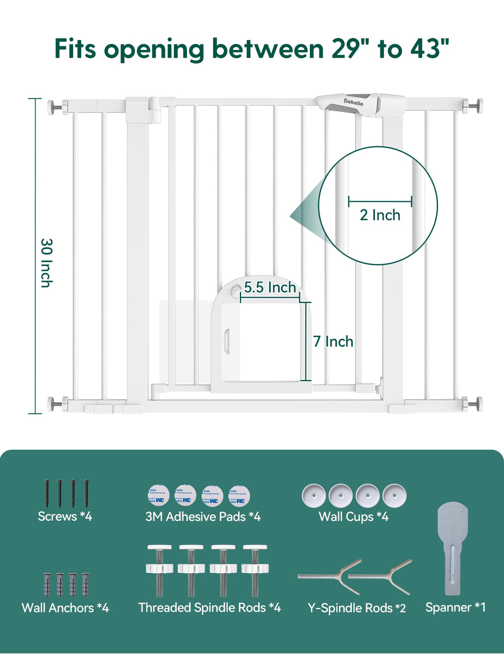 BABELIO baby gate one-hand operation supports easy pass-through.