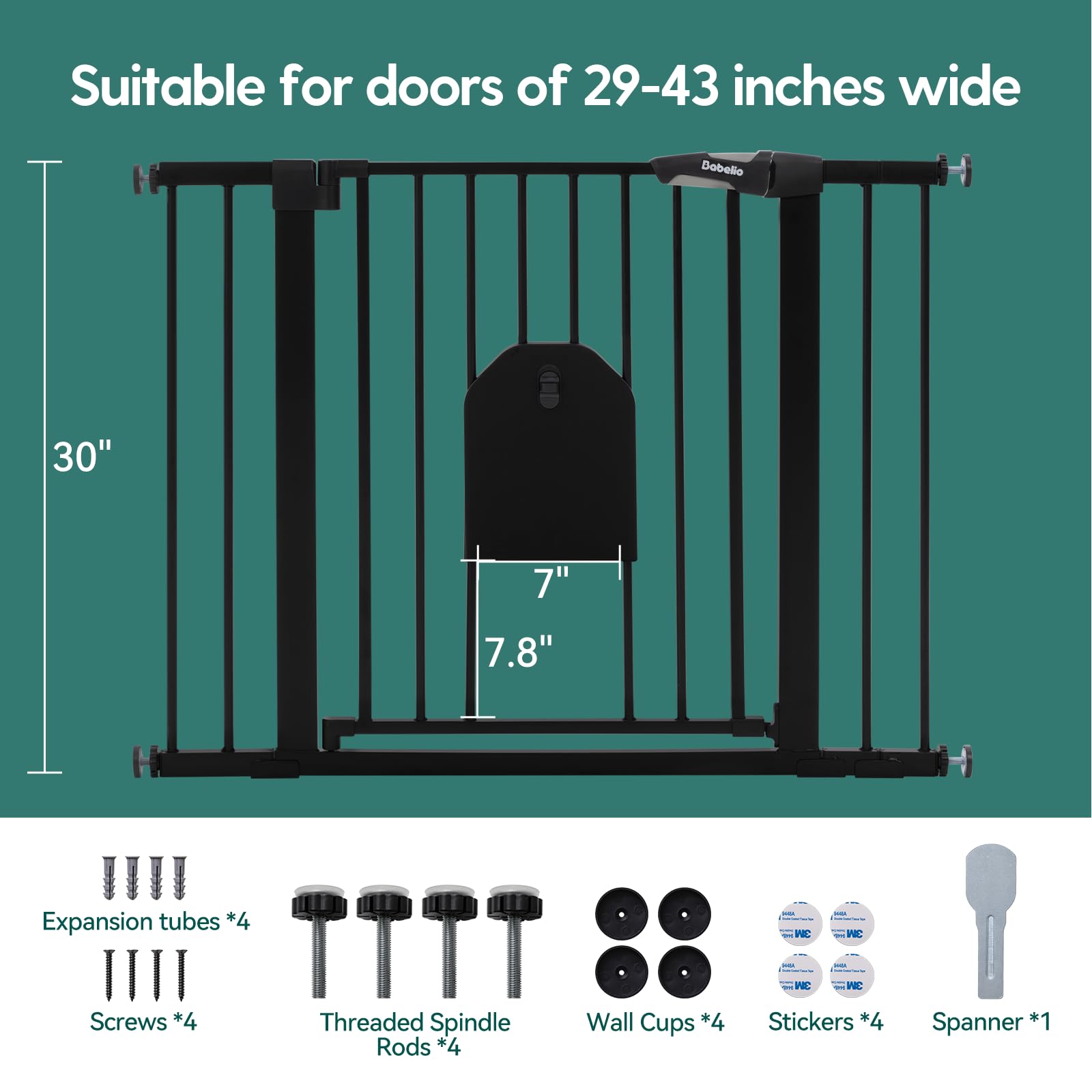 Babelio extension piece section showing width customization to 43 inches.