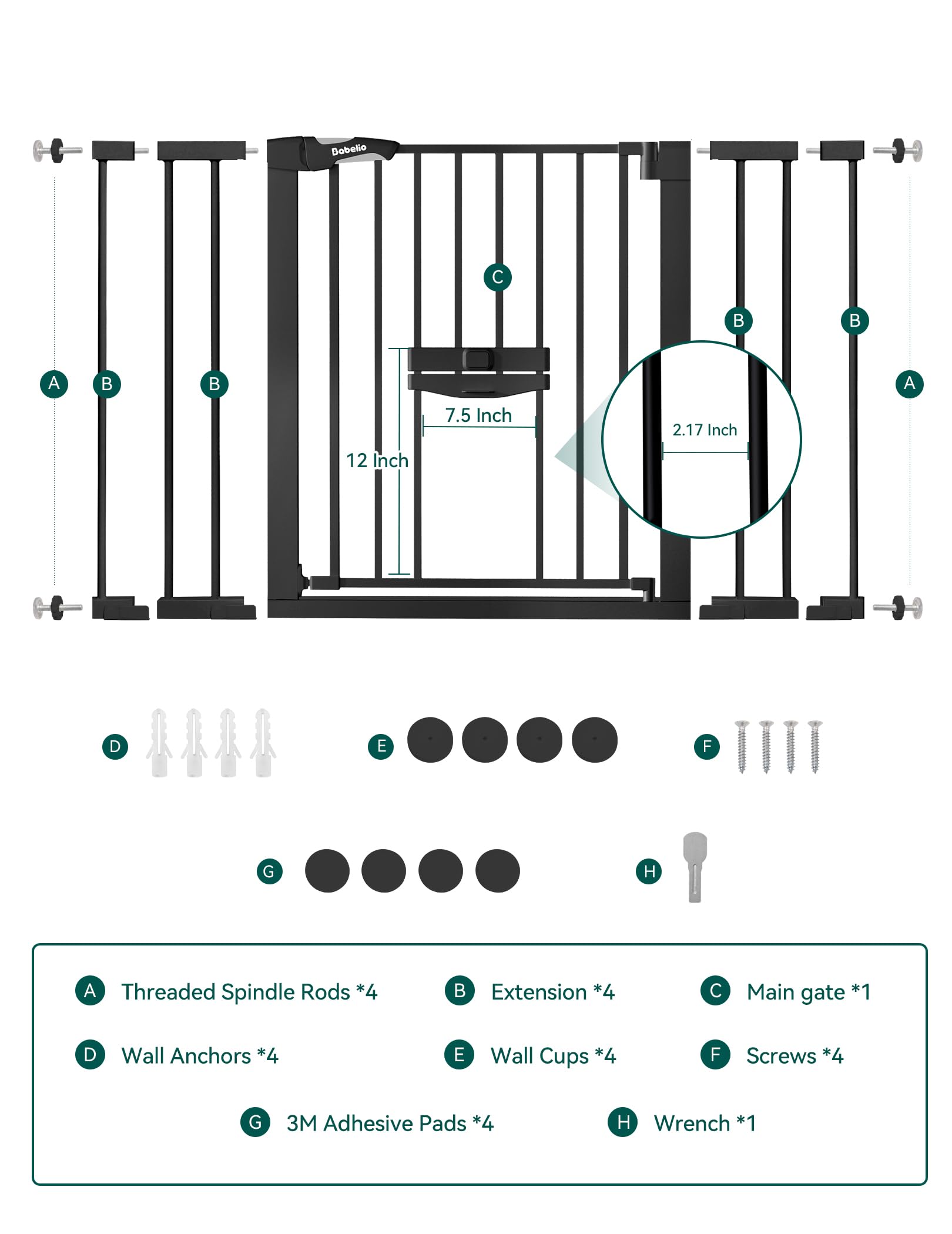 BABELIO gate suits stairs and doorways for versatile containment.