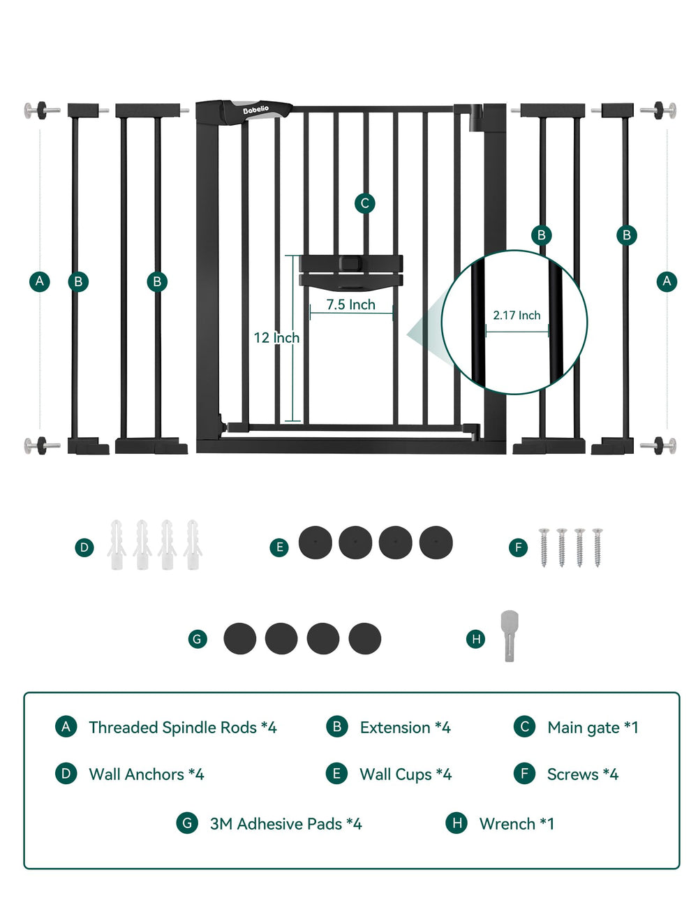 BABELIO gate suits stairs and doorways for versatile containment.