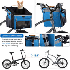 BABEYER dog bike basket blue drawstring opening provides ventilation.