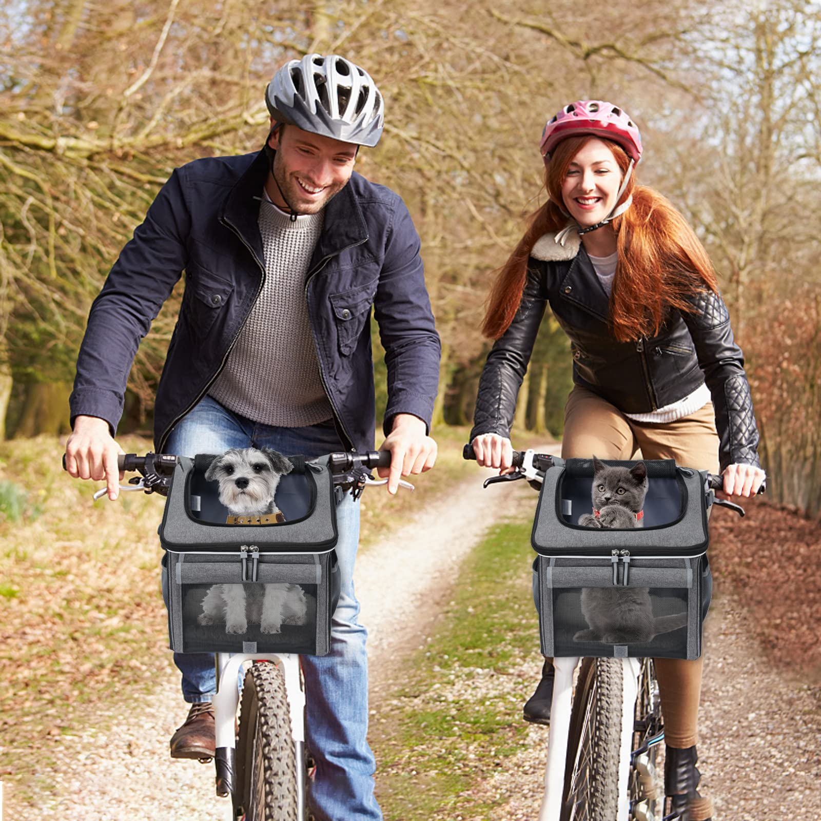 BABEYER dog bike basket folds compactly for easy storage when not in use.
