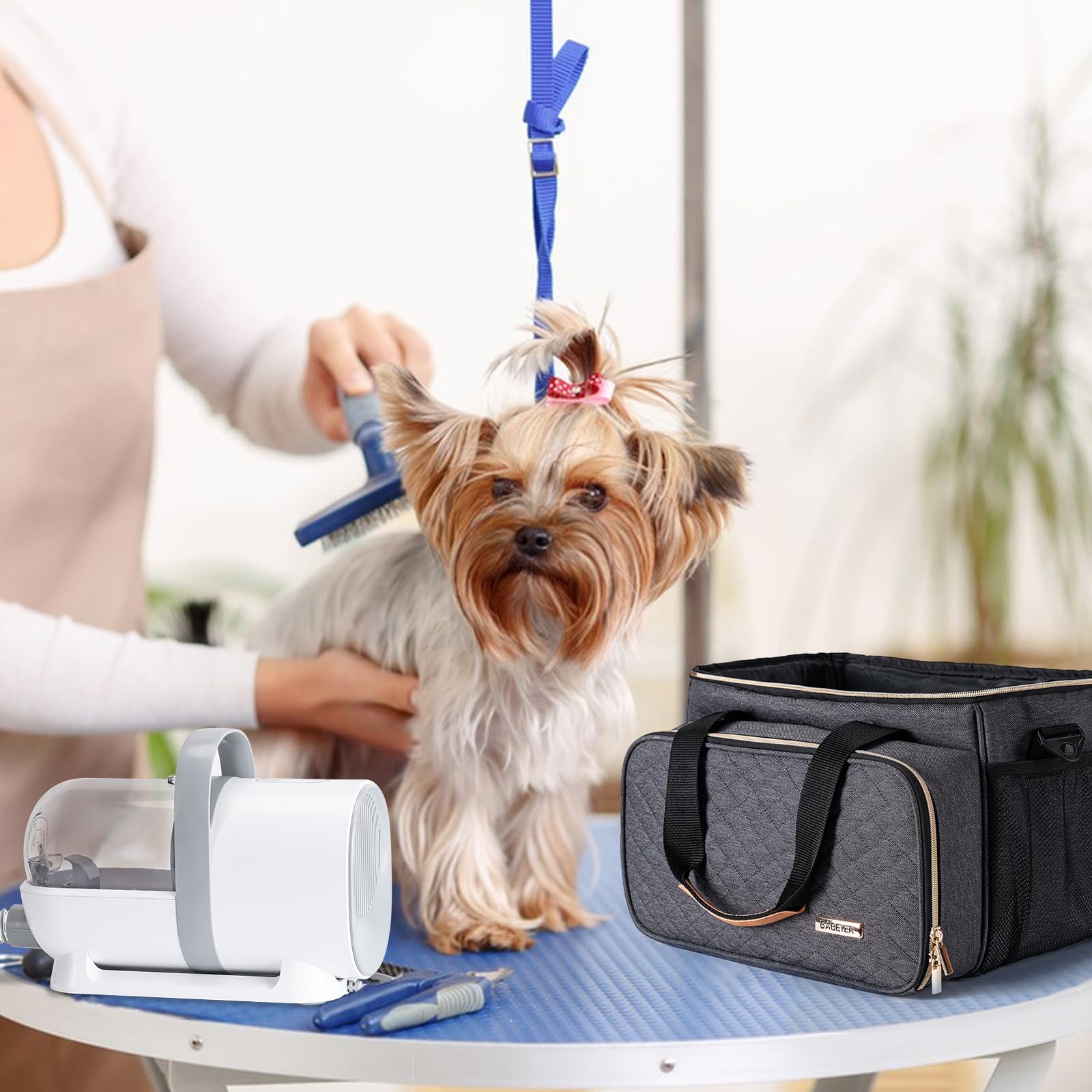 BABEYER dog grooming vacuum bag size 14x8.3x10 inches keeps vacuum secure.