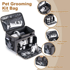 BABEYER dog grooming vacuum bag multi-pocket design keeps accessories neatly sorted.